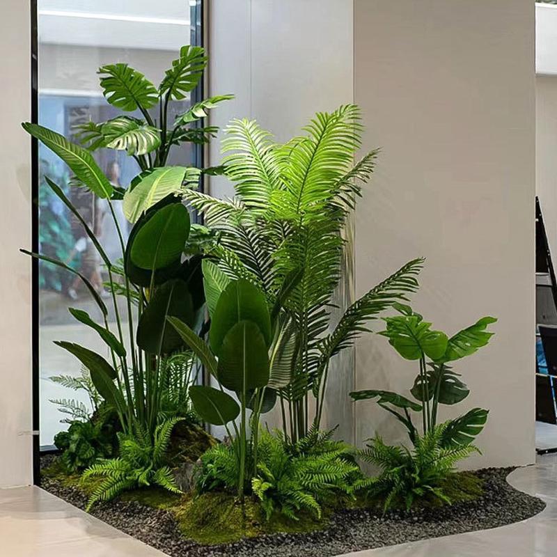 仿真绿植造景组合阳台景观布置室内假植物楼梯拐角造景树橱窗装饰