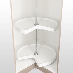 橱柜转角收纳转盘270度镀铬拐角双层置物架收纳转盘篮旋转拉篮