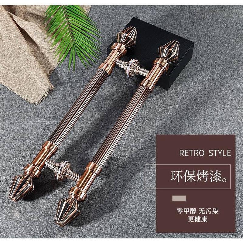 酒店玻璃门拉手不锈钢美式铝合金黑电镀古铜色别墅复古大门门把手
