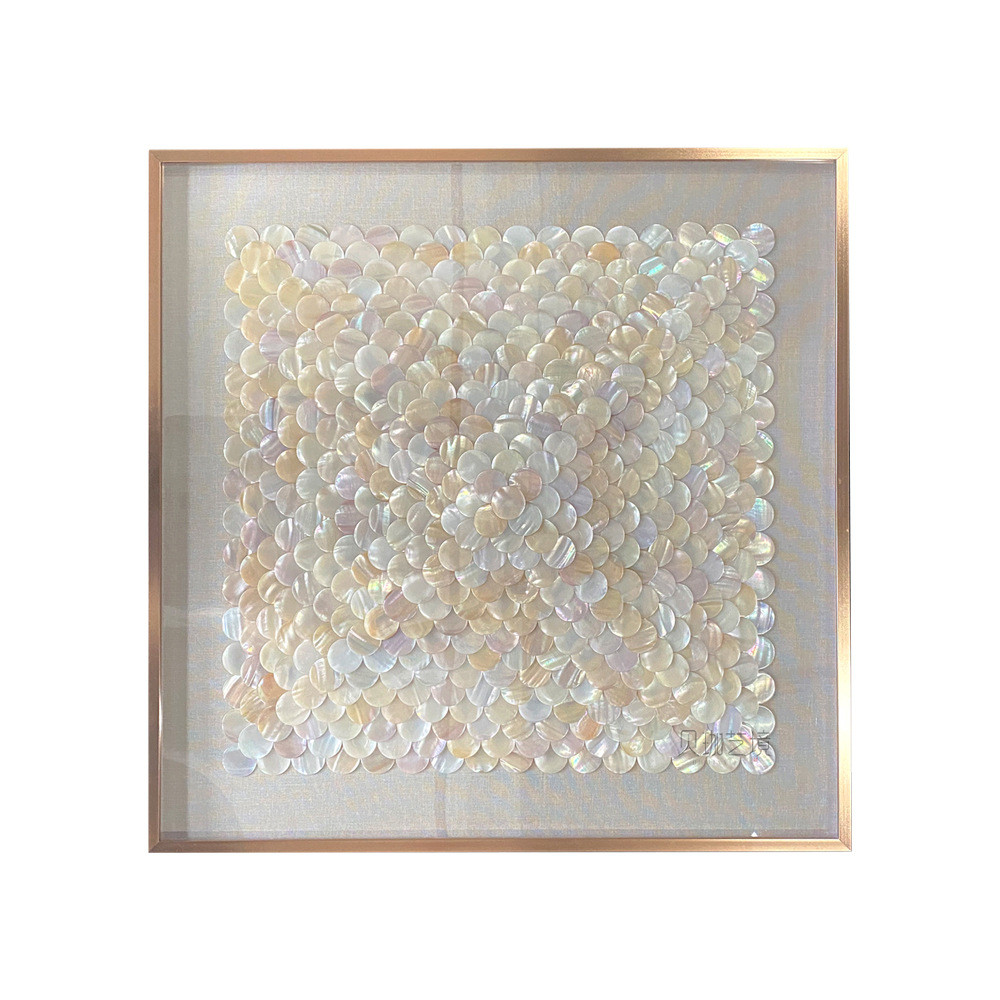 现代轻奢贝壳客厅装饰画感贝母餐边柜墙面艺术挂画玄关图片