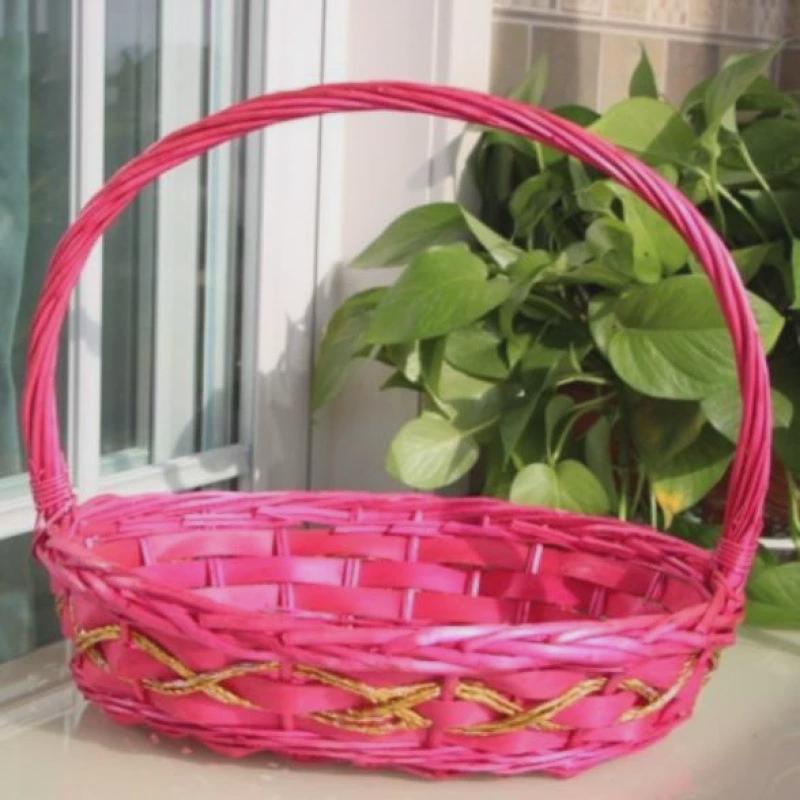 水果篮子超市藤编面包长方形收纳展示塑料蔬菜框筐礼品手提竹