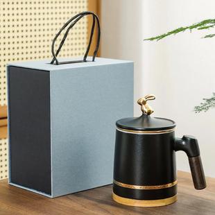 茶水分离办公杯白陶瓷个人专用主人杯logo百家姓茶杯带盖过滤
