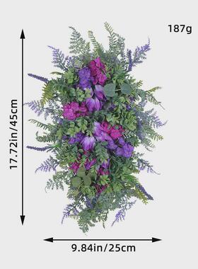 纵家居装饰春季紫色郁金香花环郁金香风信子绣球花多彩春夏花环鸿