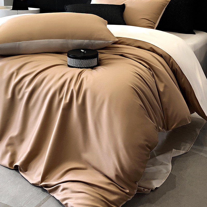 2024新款冰丝棉四件套纯色天丝凉感被套床单贡缎丝滑裸睡床上用品