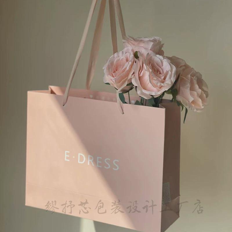 藕粉色服装店袋子订 纸袋手提袋设计印刷袋子