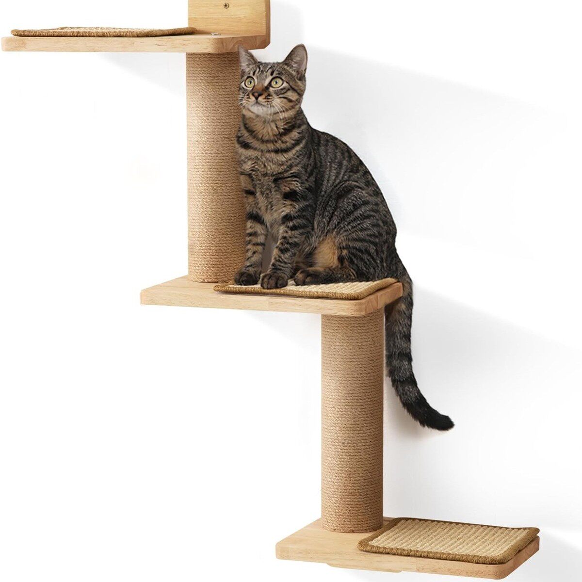猫咪剑麻猫抓板爬柱可旋转壁挂式宠物跳台diy墙角新实木架猫树垫
