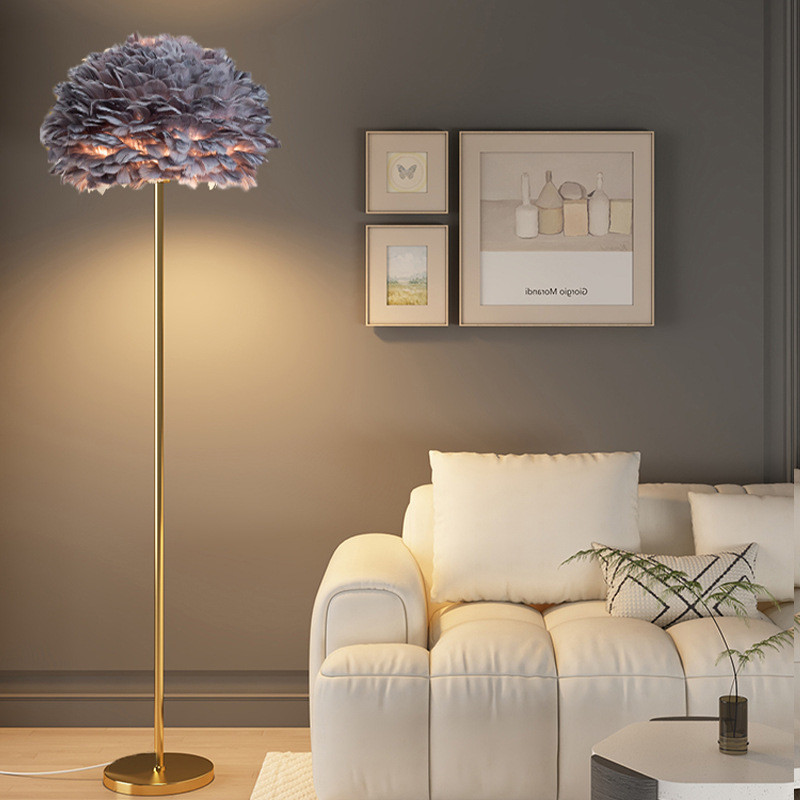 台灯创意个性北欧ins极简现代羽毛落地灯卧室床头客厅沙发立式灯