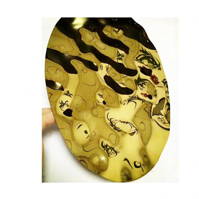 批发不锈钢波镜钢小水黑压花装饰板party模块不锈钢七彩波纹板