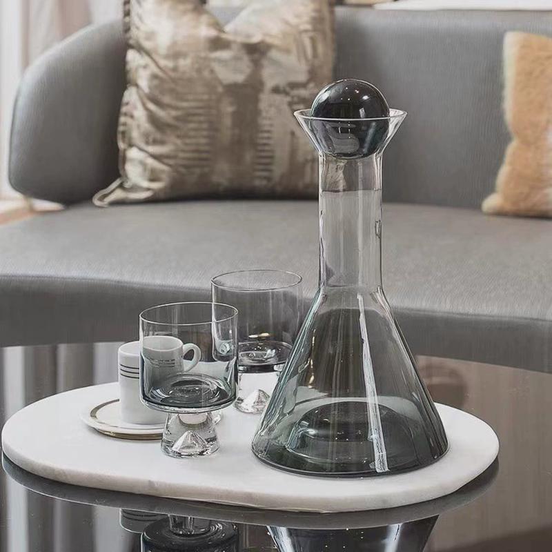 北欧创意水晶玻璃醒酒器醒酒器套装样板间吧台酒柜酒具摆件摆件