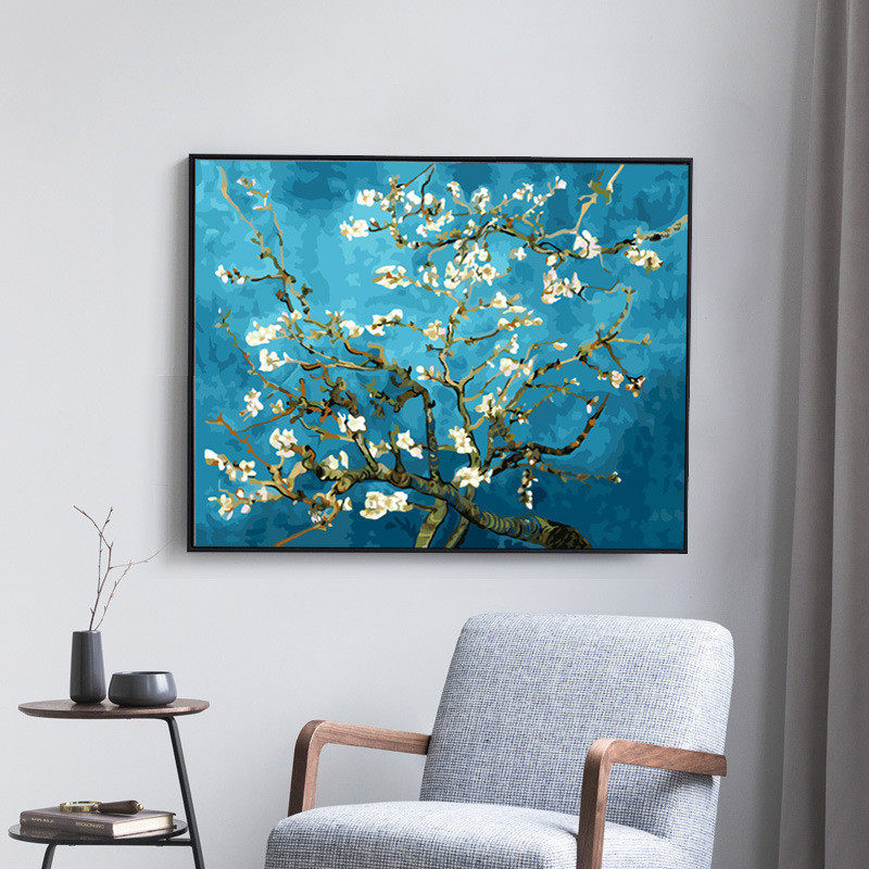 diy数字油画厂家直供装饰画画大师批发梵高名画向日葵花卉系列数