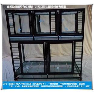 烤漆黑色宠物美容店医院304钢化玻璃观赏不锈钢展示柜寄养狗笼子