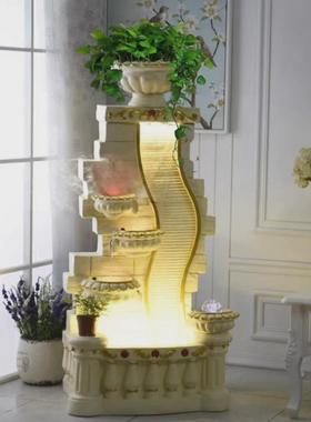 qt2024落地流水喷泉简约现代循环水北欧式摆件风格客厅玄关办公