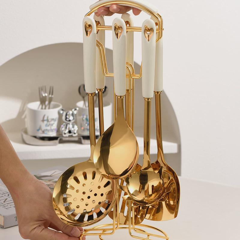 高颜值七汤勺锅铲套装做饭套装厨具全套件套铲子勺子北欧厨房用具