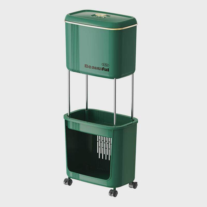 厨房垃圾桶双层带盖大容量家用垃圾袋客厅卫生间夹缝置物架