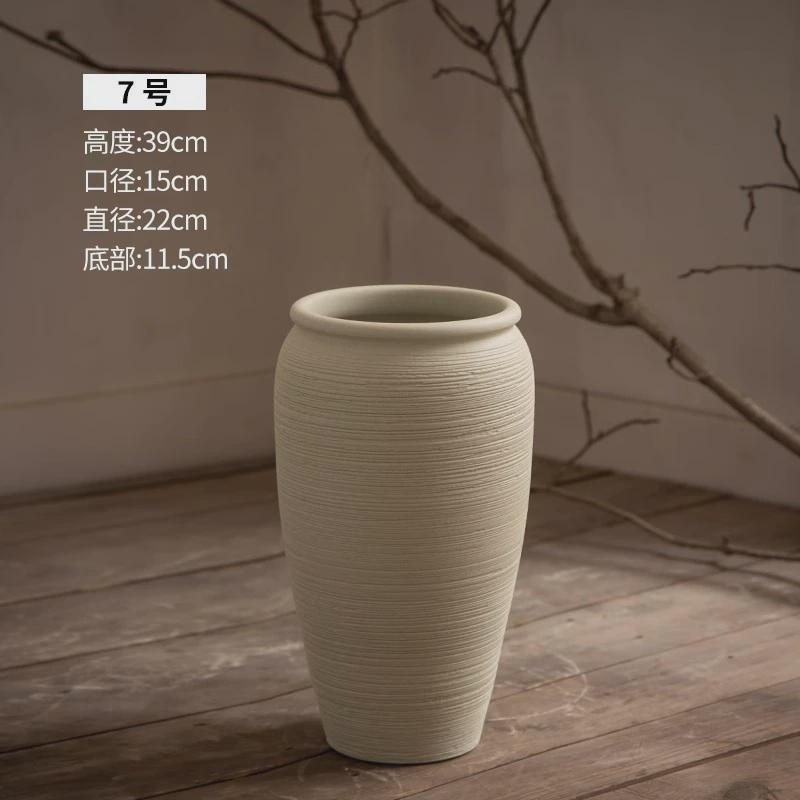 景德镇侘寂风陶瓷大花瓶落地摆件客厅插花中式居家装饰陶罐款土高