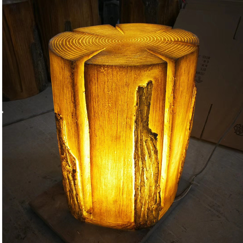 户外植物草坪灯景观树桩木桶灯仿真木凳木墩草地灯庭院发光木桩灯