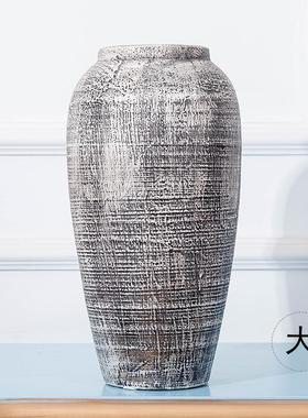 简约现代陶罐陶瓷花瓶摆件小号桌面花瓶中式复古小花盆插花清晰