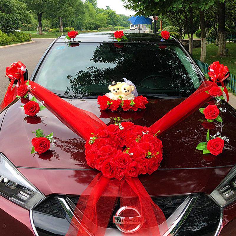 结婚主全套用品婚车装饰套装花车装饰车队车头花婚车花装饰粉色