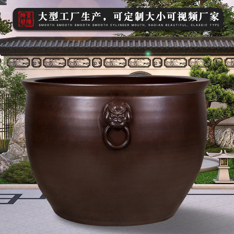 荷花大缸种树室外庭院养陶瓷睡莲乌龟盆老式大水缸特大号客厅鱼缸