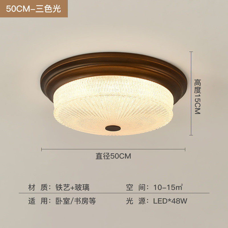 美式复古led吸顶灯圆形房间灯阳台过道走廊玄关灯主卧室欧式灯具