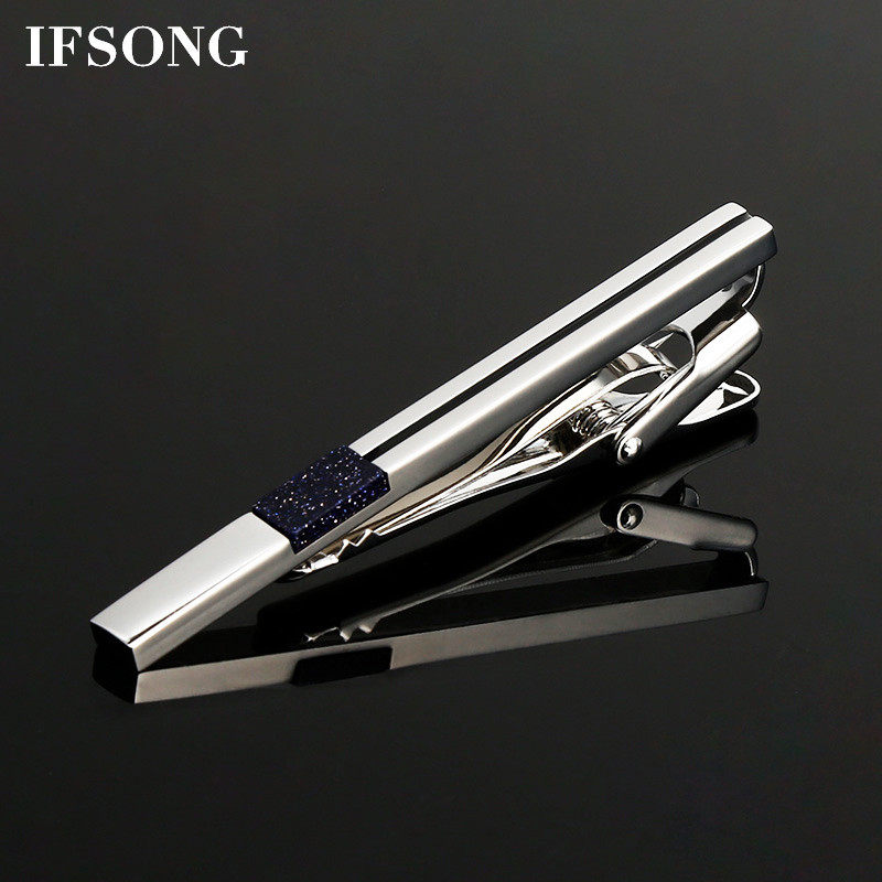 IFSONG银色简约领带夹男士时尚商务配饰高档固定夹子职业西服别针