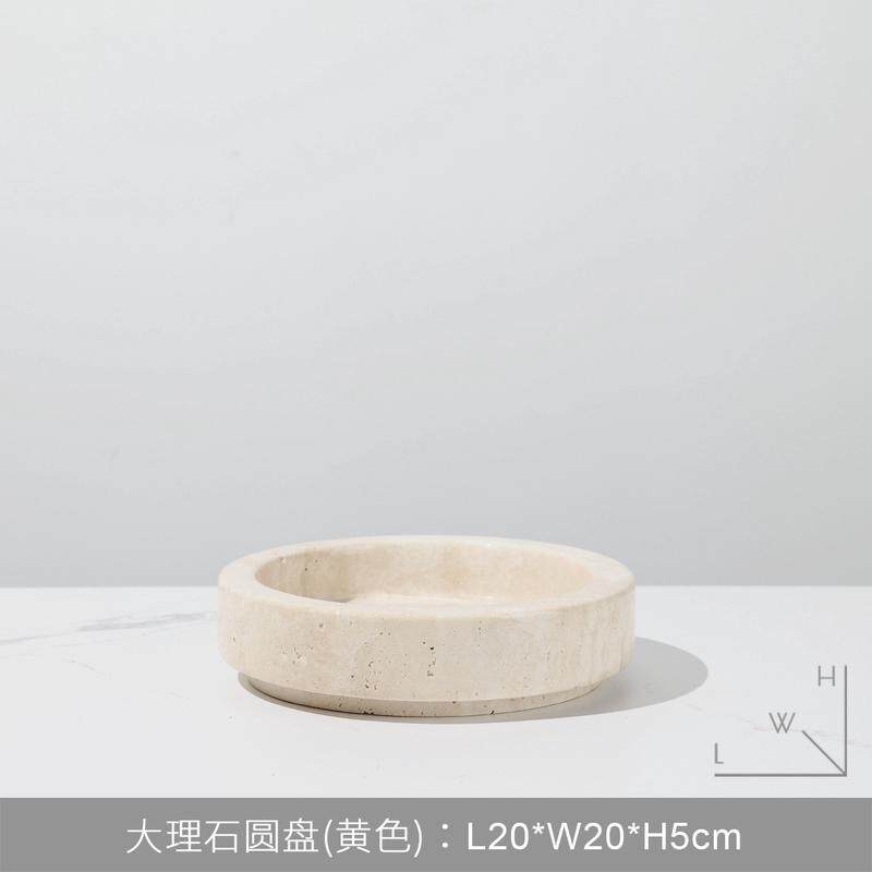 现代轻奢花器绿植花盆植物天然大理石盆栽样板房软装家居饰品摆件