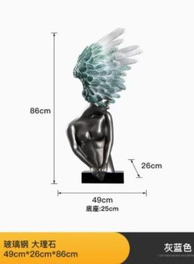 左顾创意艺术人物雕塑摆件天使女孩设计师落地软装样板间客厅大堂