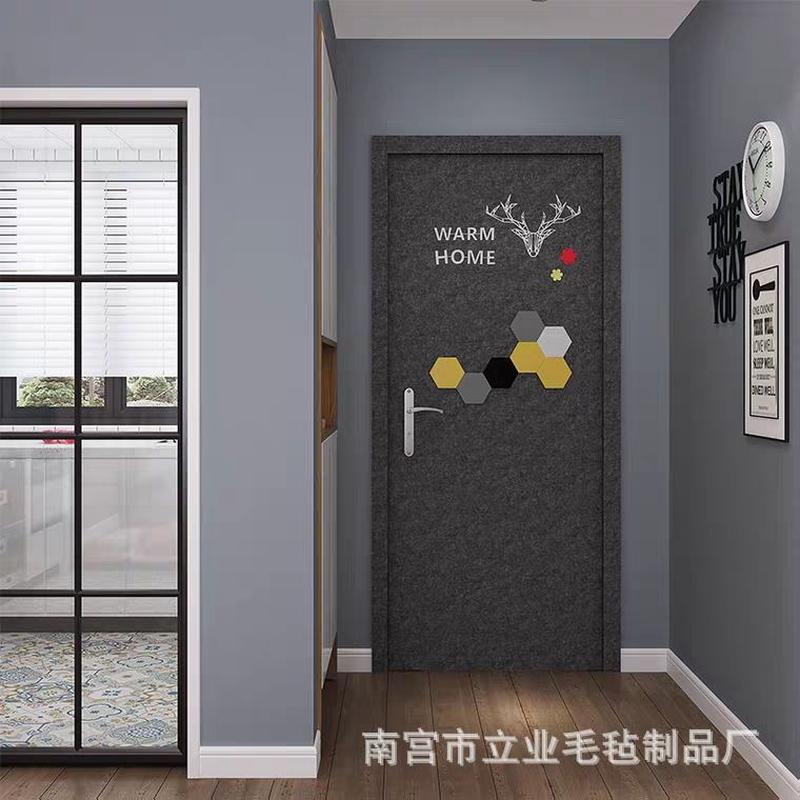 厂家供应毛毡自粘门贴隔音旧门改造门贴防盗门改装门送装饰品