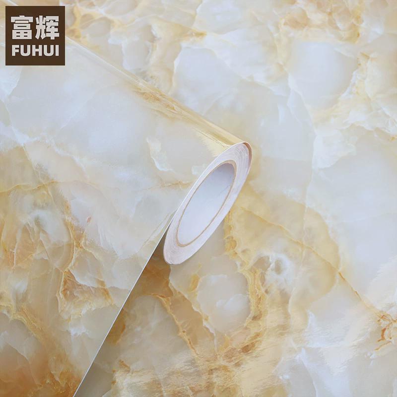 加厚大理石贴纸防水墙纸自粘厨房台面防油翻新桌子家具柜壁纸50米