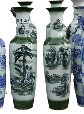 景德镇大落地花瓶仿古墨彩山水锦绣山河大花瓶酒店装饰陶瓷摆件