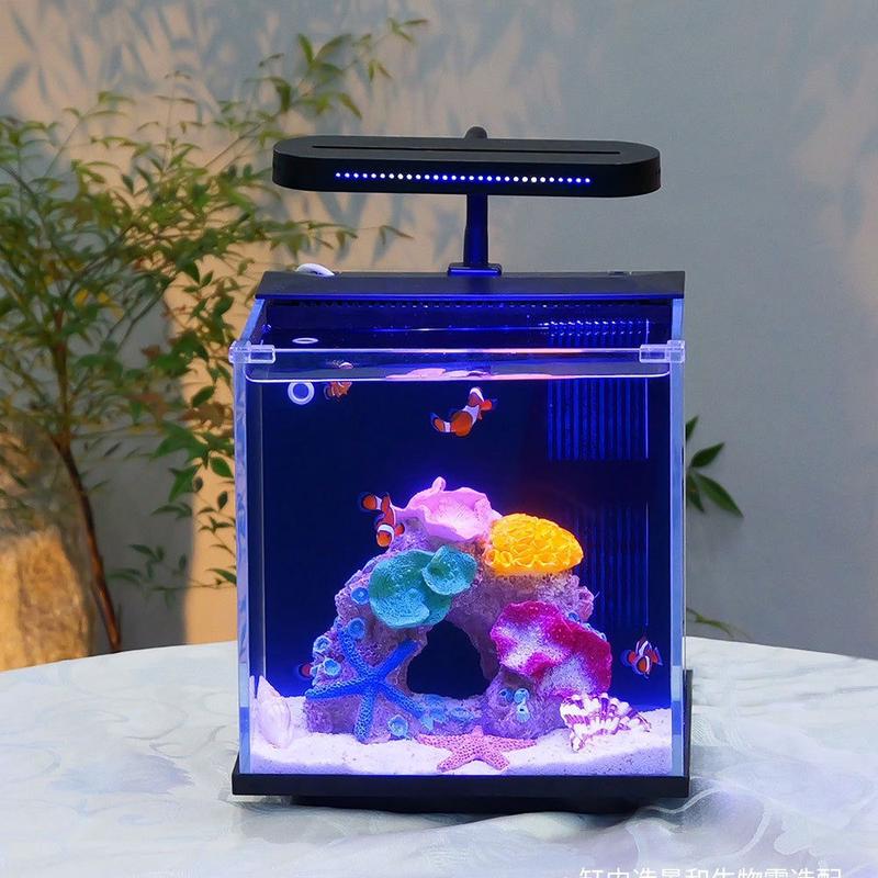 仟锐小鱼过年桌面背滤鱼缸小型创新超白玻璃懒人自循环生态小鱼缸