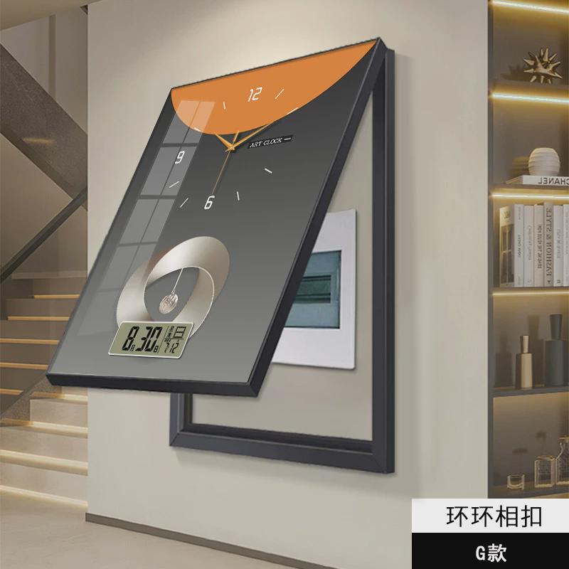 抽象轻奢电表箱装饰画带钟表时钟配电箱万年历挂画电闸遮挡免打孔