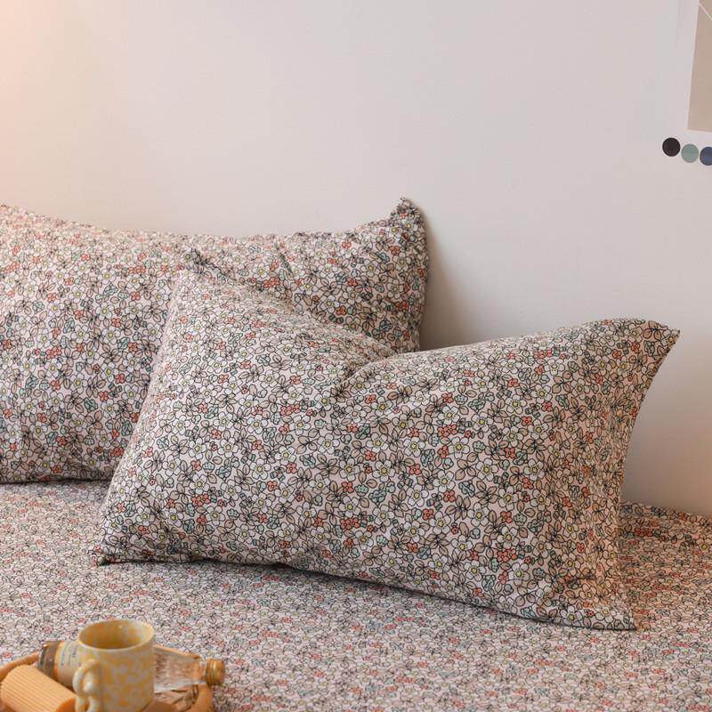 全棉针织棉枕套卡通田园碎花纯棉天竺棉单人枕头芯套48*74一对