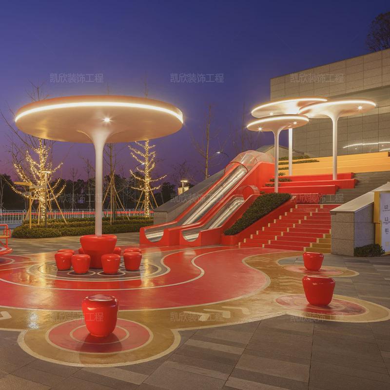 玻璃钢凉亭大型雕塑学校园林雨棚围树景观异型穿树吧台桌廊桥户外