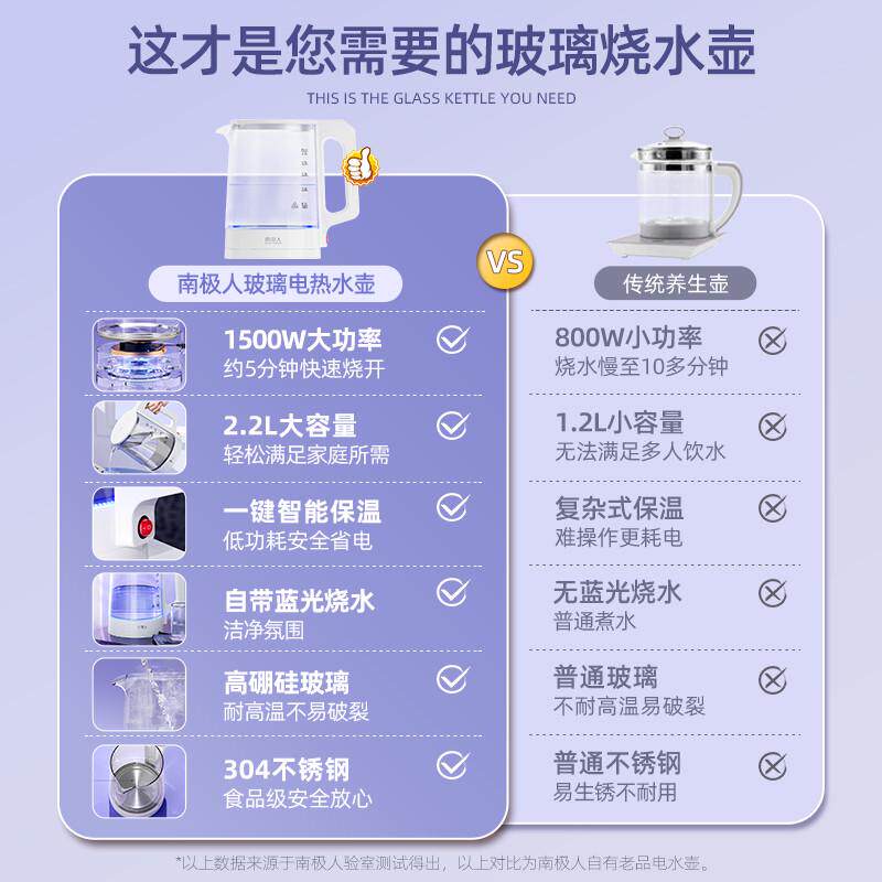 玻璃热水壶保温一体全自动断电热烧水壶家用泡茶透明开水壶
