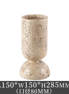 样板房寂风托盘摆件轻奢高脚圆形果盘侘酒店仿黄洞石收纳盘装饰品