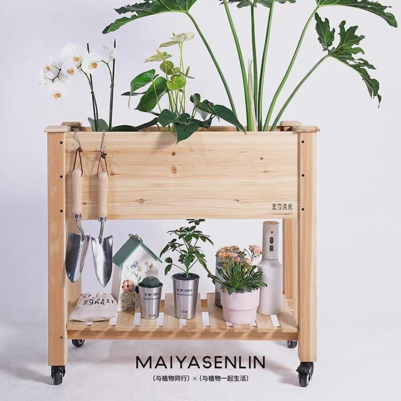 阳台蔬菜种植箱架花箱露台室内户外家用可移动种菜箱实木大容量高