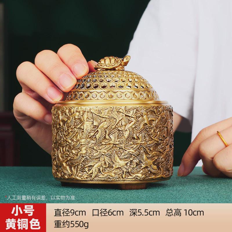 铜欣祥黄铜千鹤香炉家居办公室桌面龟工艺品延年铜香炉鹤摆设