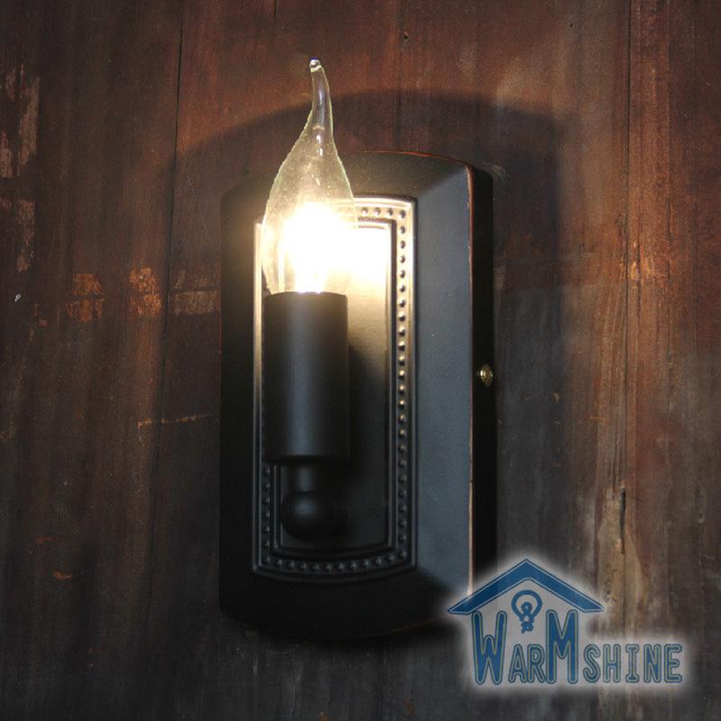 热销壁灯复古美式铁艺工业乡村灯具卧室灯玄关酒吧走廊灯创意方盒