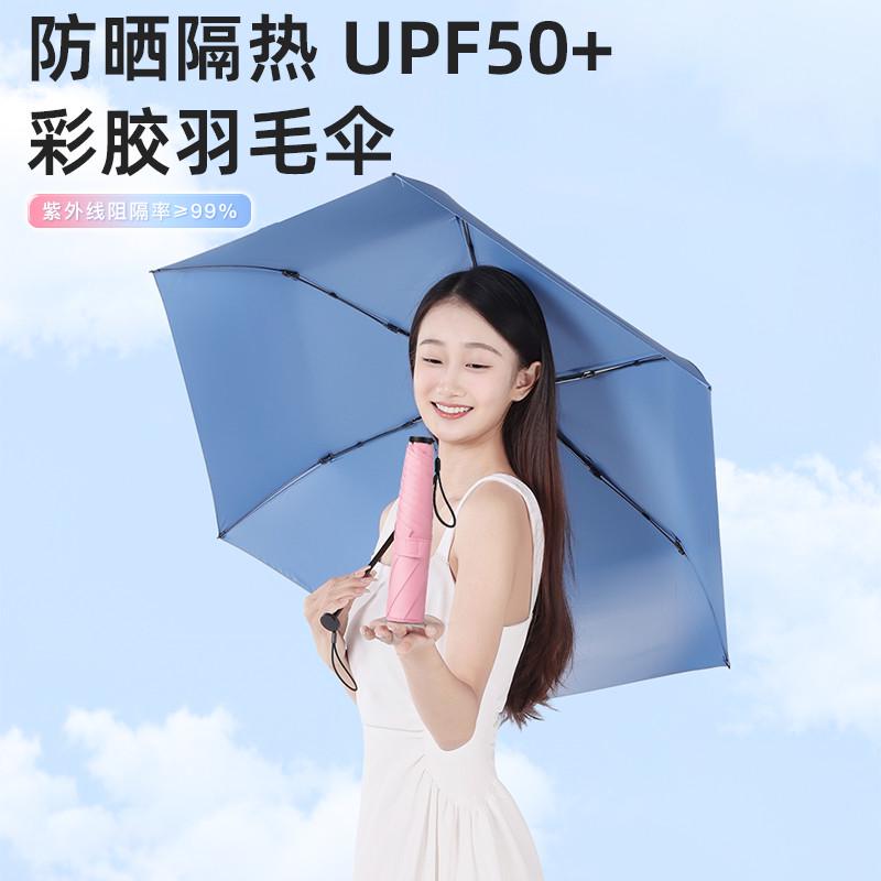 120g超轻加大96cm彩胶防晒太阳伞女防紫外线便携小巧晴雨两用遮阳