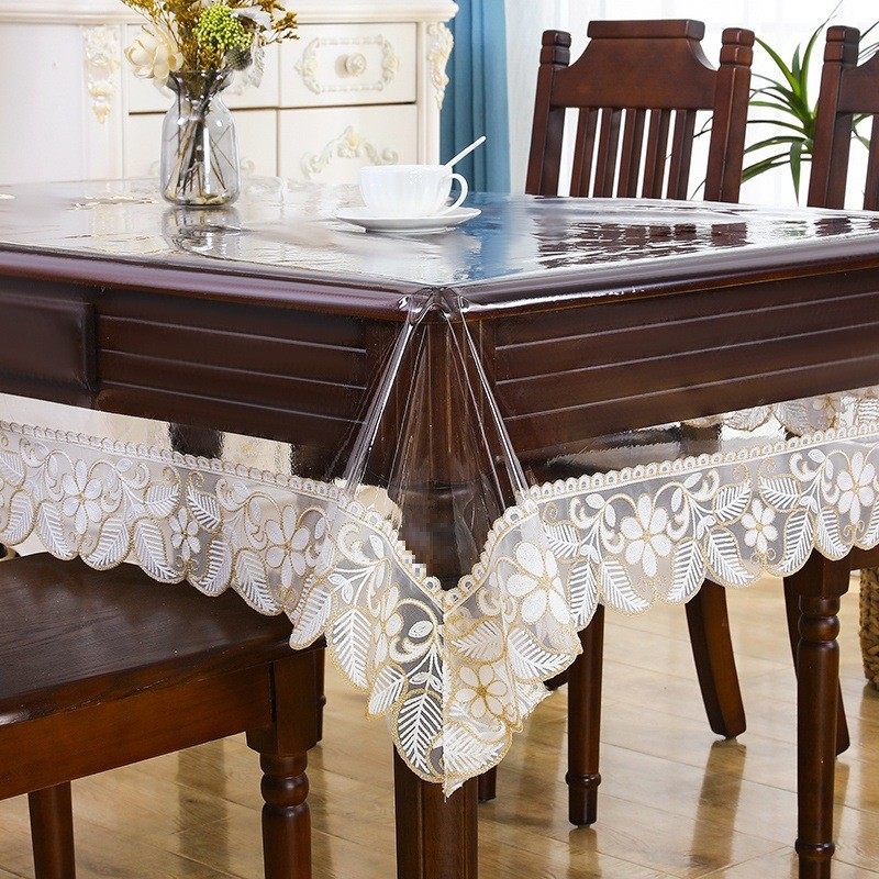 简约透明软水晶板餐桌桌布免洗垂边防水防油防滑塑料蕾丝花边新品,居家布艺,桌布,淘宝优惠券,粉丝福利购,淘宝优惠卷