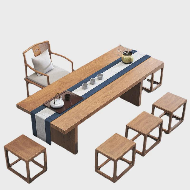 简约现代家用小户型实木茶桌子客厅茶桌长方形休闲喝茶桌椅组合