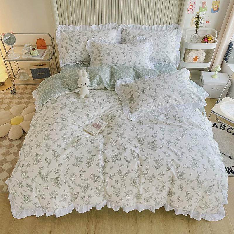 全棉四件套花边公主风纯棉纯棉床单床上用品床笠款宿舍三件套家用,床上用品,床品套件/四件套/多件套,淘宝优惠券,粉丝福利购,淘宝优惠卷