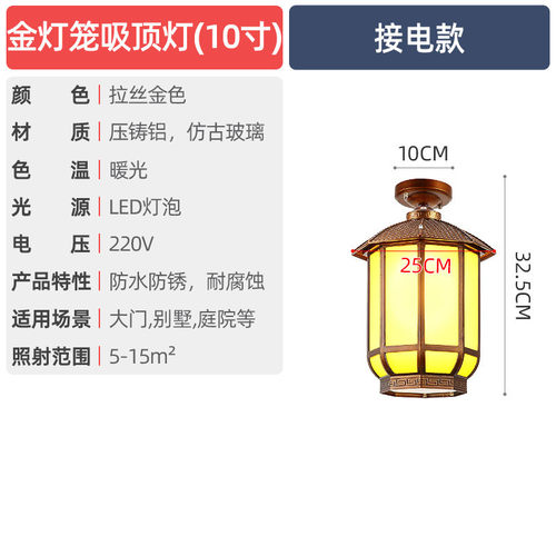 庭院户外吊灯屋檐仿古走廊灯笼过道宫灯凉亭新中式复古吸顶灯防水