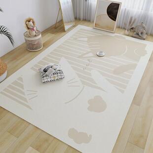 侘寂风客厅地毯满铺可擦免洗可裁剪皮革地垫防水防油易打理爬爬垫