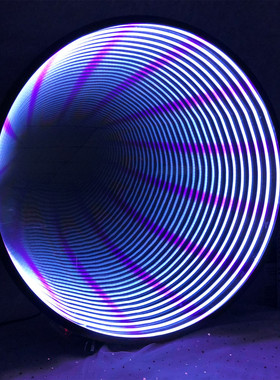 霓虹灯发光字led灯彩虹深渊镜千层镜3d无限镜面隧道延伸镜圆制作