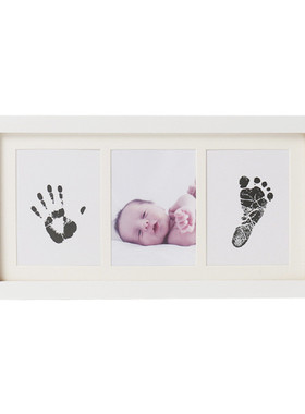 新生儿手印纪念免洗印台实木相框宝宝满月手脚印百天手足印记录