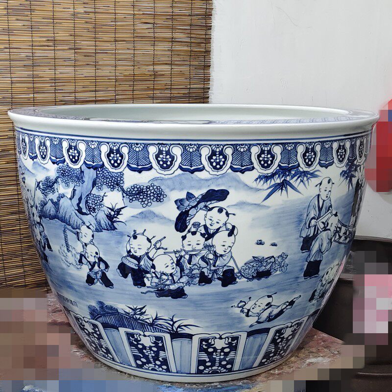 景德镇陶瓷水缸超大号手绘龙纹青花瓷鱼缸盆装饰花卉铁树栽花园林