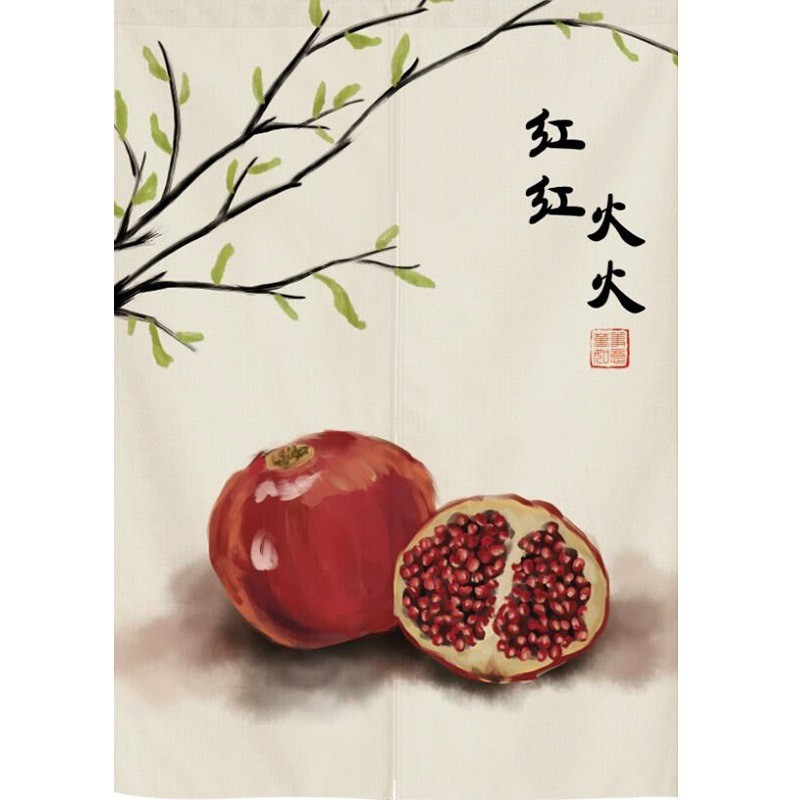 新中式门帘隔断帘半帘客厅卧室帘子玄关挡风免打孔卫生间厨房短帘