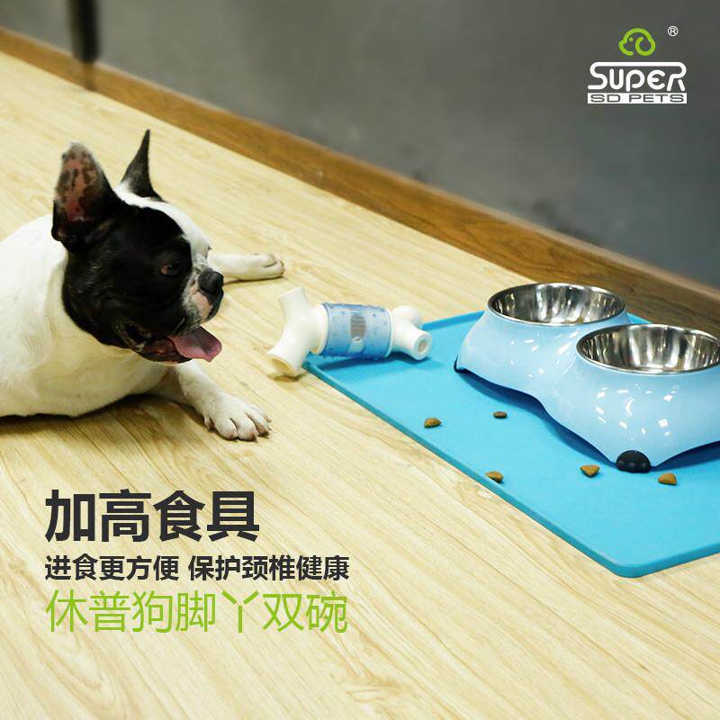 休普厂家宠物用品饭碗猫咪狗狗密胺不锈钢碗狗碗猫碗脚丫双碗